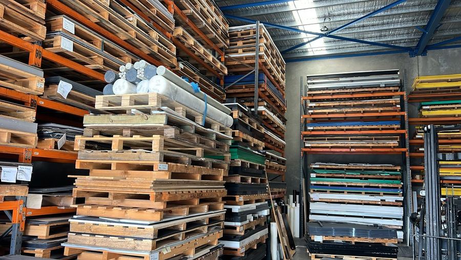 Racking inside the B Plastics warehouse at Blacktown